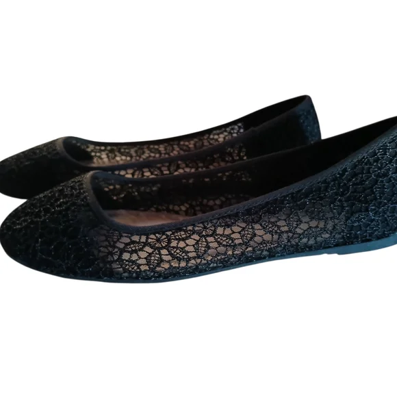 Sophia Taylor Black Lace Loafers Size 11M - Picture 1 of 6